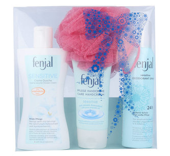 Fenjal Sensitive sprchový krém 200 ml + krém na ruce 75 ml + deodorant 150 ml + houbička