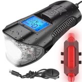 Svítilna na kolo nabíjecí USB, tachometr, zvonek, přední + zaní