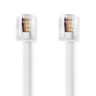 Telekomunikační kabel RJ11 Zástrčka - RJ11 Zástrčka, 10 m, Bílá barva