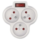 Zásuvka rozbočovací EMOS P0026S, 3× kulatá, bílá