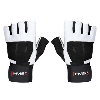 RST04 BÍLÉ VEL.L FITNESS RUKAVICE HMS