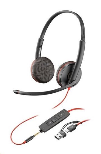 Poly náhlavní souprava Blackwire 3225, 3,5 mm jack + USB-C/A adaptér, stereo (bulk)