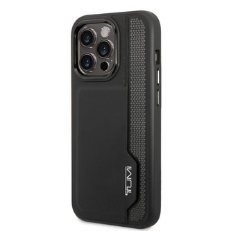 TUMI Leather Card Slot Zadní Kryt pro iPhone 14 Pro Max Black