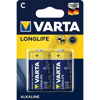 Baterie, C (malý monočlánek), 2 ks, VARTA "Longlife Extra"