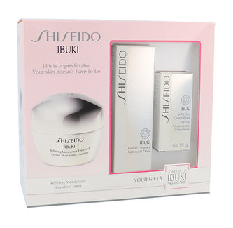 Shiseido Ibuki pleťový krém Refining Moisturizer Enriched 50 ml + čisticí pěna Gentle Cleanser 30 ml + zklidňující pleťová emulze Softening Concentrate 15 ml