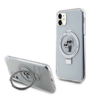 Karl Lagerfeld Ringstand Karl and Choupette MagSafe Zadní Kryt pro iPhone 11 White Karl Lagerfeld Ringstand Karl and Choupette MagSafe Zadní Kryt pro iPhone 11 White
