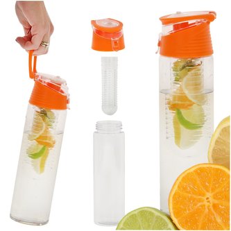 Láhev Bidon na smoothie / juice s vložkou na ovoce 800 ml, Oranžová