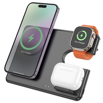 Indukční nabíječka HOCO CQ1, 15W, 3v1 - Apple, Apple watch, Airpods, černá Indukční nabíječka HOCO CQ1, 15W, 3v1 - Apple, Apple watch, Airpods, černá
