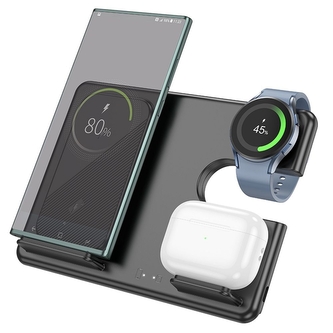 Indukční nabíječka HOCO CQ2, 15W, 3v1 - Samsung, TWS, Galaxy Watch, černá Indukční nabíječka HOCO CQ2, 15W, 3v1 - Samsung, TWS, Galaxy Watch, černá