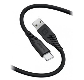 Swissten Datový kabel SOFT SILICONE USB / USB-C 1,5 M 60W ČERNÝ