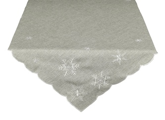 Ubrus Vánoční, Bílo stříbrné vločky, šedý pr. 35 cm