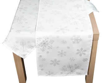 Ubrus gobelinový vánoční, Stříbrné Vločky, bílý 77 x 77 cm