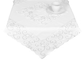 Ubrus Vánoční, Stříbrný ornament a vločky, bílý 35 x 35 cm