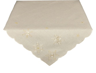 Ubrus Vánoční, Zlaté a smetanové vločky, béžový 85 x 85 cm
