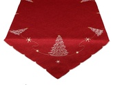 Ubrus Vánoční, Bílo zlatý stromeček, červený 30 x 45 cm ovál