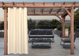 Venkovní zahradní závěs s kroužky MONTANA color 16 smetanová, 155x240 cm (cena za 1 kus) MyBestHome + DÁREK úvaz ze stejné látky