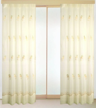 Záclona voálová, Debora květy a ornament metráž, smetanová, 280 cm