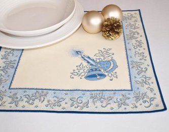 Forbyt, Ubrus vánoční, Vánoční ornament, modrý modrá 50 x 100 cm