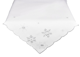 Ubrus Vánoční, Šedo stříbrné vločky, bílý pr. 35 cm