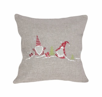 Návlek na polštář, Vánoční trpaslíci, šedý, 40 x 40 cm