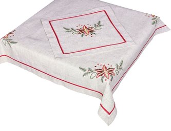 Forbyt, Ubrus vánoční, Červené hvězda s lemem, režný 35 x 35 cm