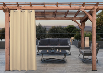 Venkovní zahradní závěs s kroužky MONTANA color 17 světle béžová, 155x240 cm (cena za 1 kus) MyBestHome + DÁREK úvaz ze stejné látky