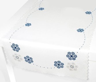 Forbyt, Ubrus vánoční, Vánoční vločka, modrá, 40 x 90 cm 40 x 90 cm