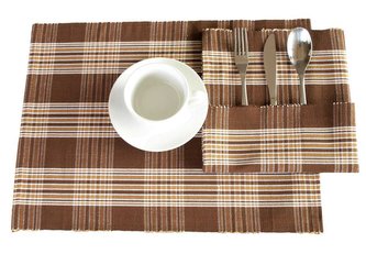 Forbyt, Prostírání bavlněné, Mřížka hnědá 40 x 120 cm