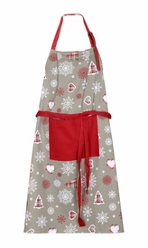Zástěra vánoční kuchyňská, Vločky 3036, srdce