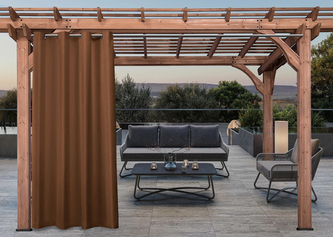 Venkovní zahradní závěs s kroužky MONTANA color 22 hnědá, 155x200 cm (cena za 1 kus) MyBestHome + DÁREK úvaz ze stejné látky