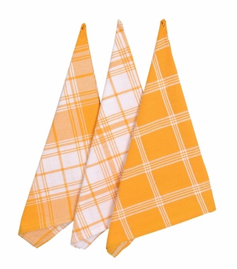 Utěrka bavlněná, Káro 6868 komplet 3 ks, žlutá