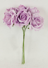 Růžičky, puget 6ks, barva fialová. Květina umělá pěnová.