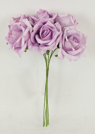 Růžičky, puget 6ks, barva fialová. Květina umělá pěnová.