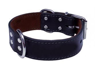 HUHUBAMBOO obojek mastná kůže 4x65cm, černý