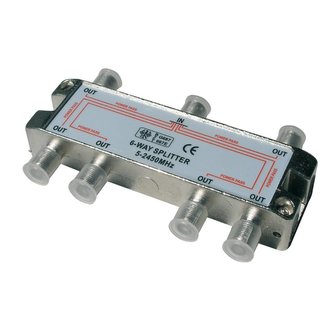 Satelitní rozbočovač, 6 výstupů, F konektory.