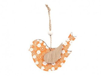 Ptak zawieszka drewniana pomarańcz 17x10cm 2szt