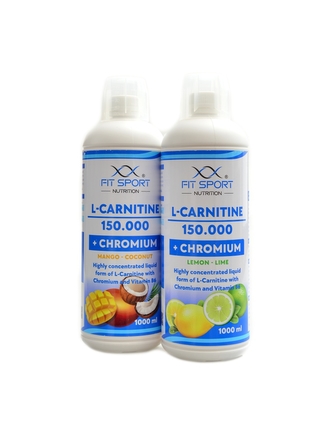 Fitsport - L-Carnitine 150000 + chromium 2 x 1000 ml - višeň malina