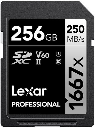 Lexar paměťová karta 256GB Professional 1667x SDXC™ UHS-II,(čtení/zápis:250/120MB/s) C10 V60 U3