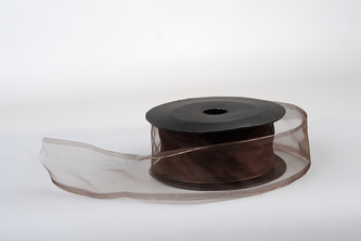 Stuha organza uni 4cm x 10m HNĚDÁ