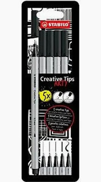 Linery "Creative Tips ARTY", sada, černá, 5 šířek stopy, STABILO 89/5-1-20