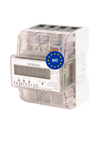 Elektroměr DTS 353C 80A MID, 4,5mod., LCD, 3-fáz., 1-tar., fakturační