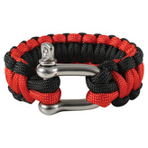 Náramek SURVIVAL PARACORD D-SHACKLE ČERVENO-ČERNÝ vel.9