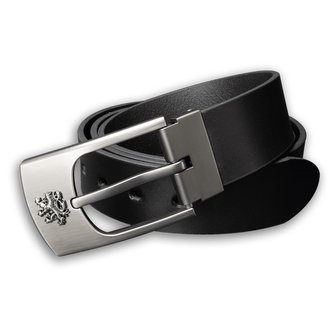 Opasek kožený přezka ČESKÝ LEV 40 mm klasik ČERNÝ vel.110 cm