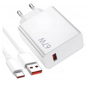 Xiaomi MDY-14-EW USB-A 67W Cestovní Nabíječka + USB-C 6A Datový Kabel White (Bulk)