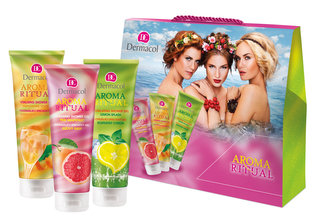 Dermacol Aroma Ritual sprchový gel Pink Grapefruit 250 ml + sprchový gel Mandarine Sorbet 250 ml + sprchový gel Lemon Splash 250 ml