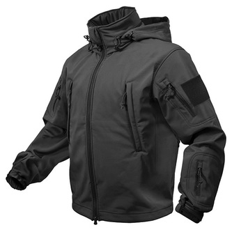Bunda TACTICAL s kapucí softshell ČERNÁ vel.XL