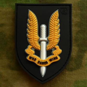 Nášivka WHO DARES WINS plast VELCRO barevná