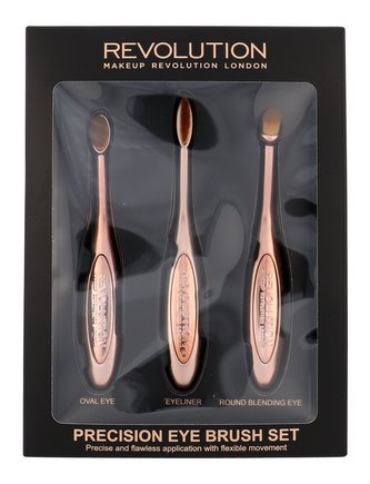 Makeup Revolution London Brushes kosmetický štětec na oční stíny 1 ks kulatý + kosmetický štětec na oční stíny 1 ks oválný + kosmetický štětec na oční linky 1 ks