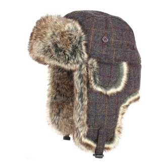 Beranice WOOL TRAPPER kostkovaná HNĚDÁ vel.60