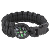 Náramek SURVIVAL PARACORD s kompasem ČERNÝ vel.9